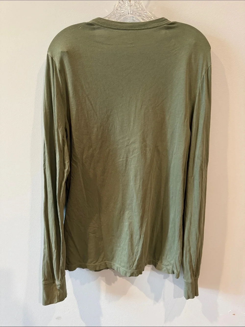 J.Crew Broken-in Long-Sleeve Henley in a faded olive green color Men’s Med Tall